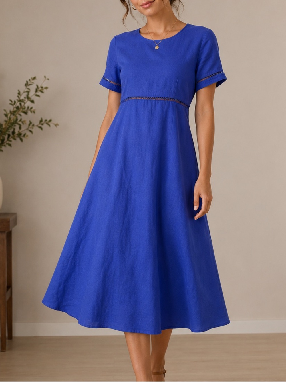 Talbots linen blend midi dress